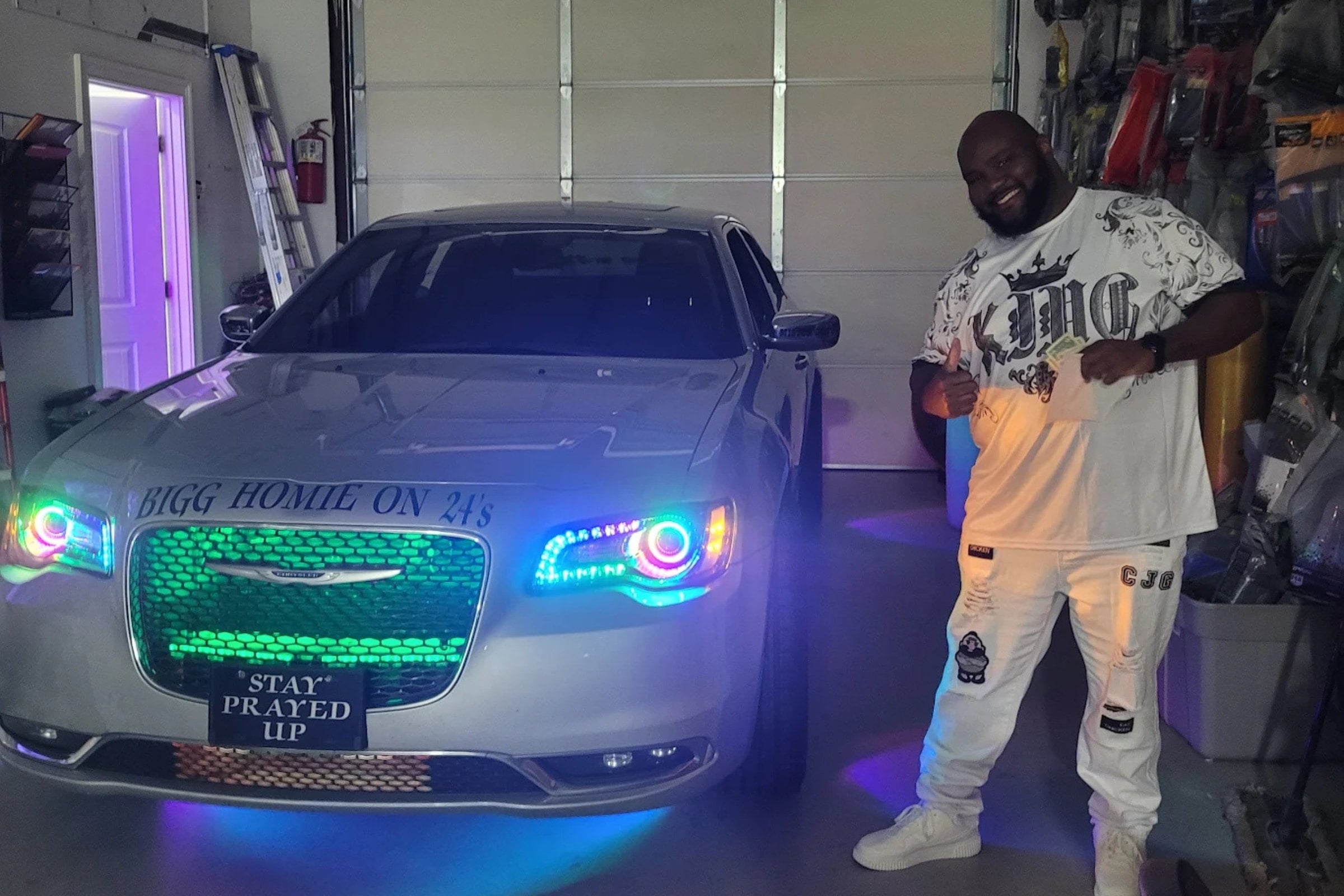 Custom grille, foglights and rim lighting on a 2020 Chrysler 300 &mdash; installed by Sturgess Customs