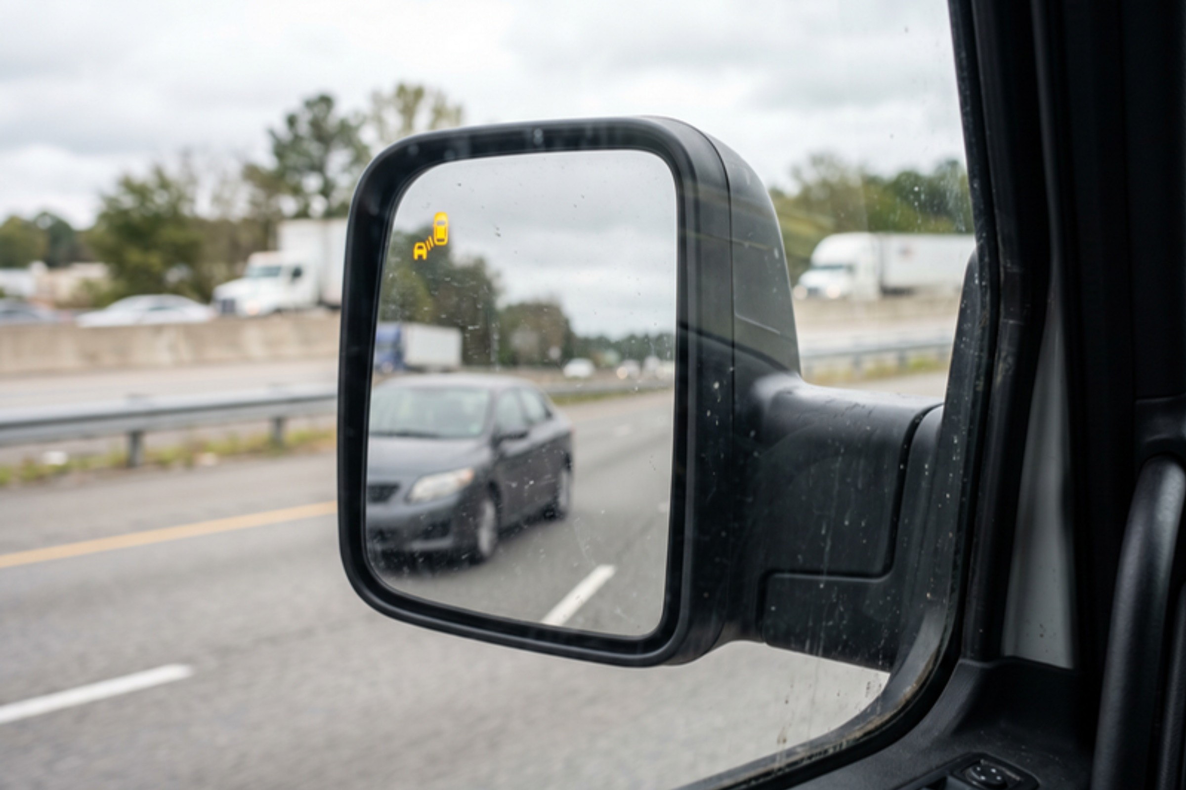 Indicator visible in side mirror, truck/SUV/RV, factory-correct mirror — installed by Sturgess Customs