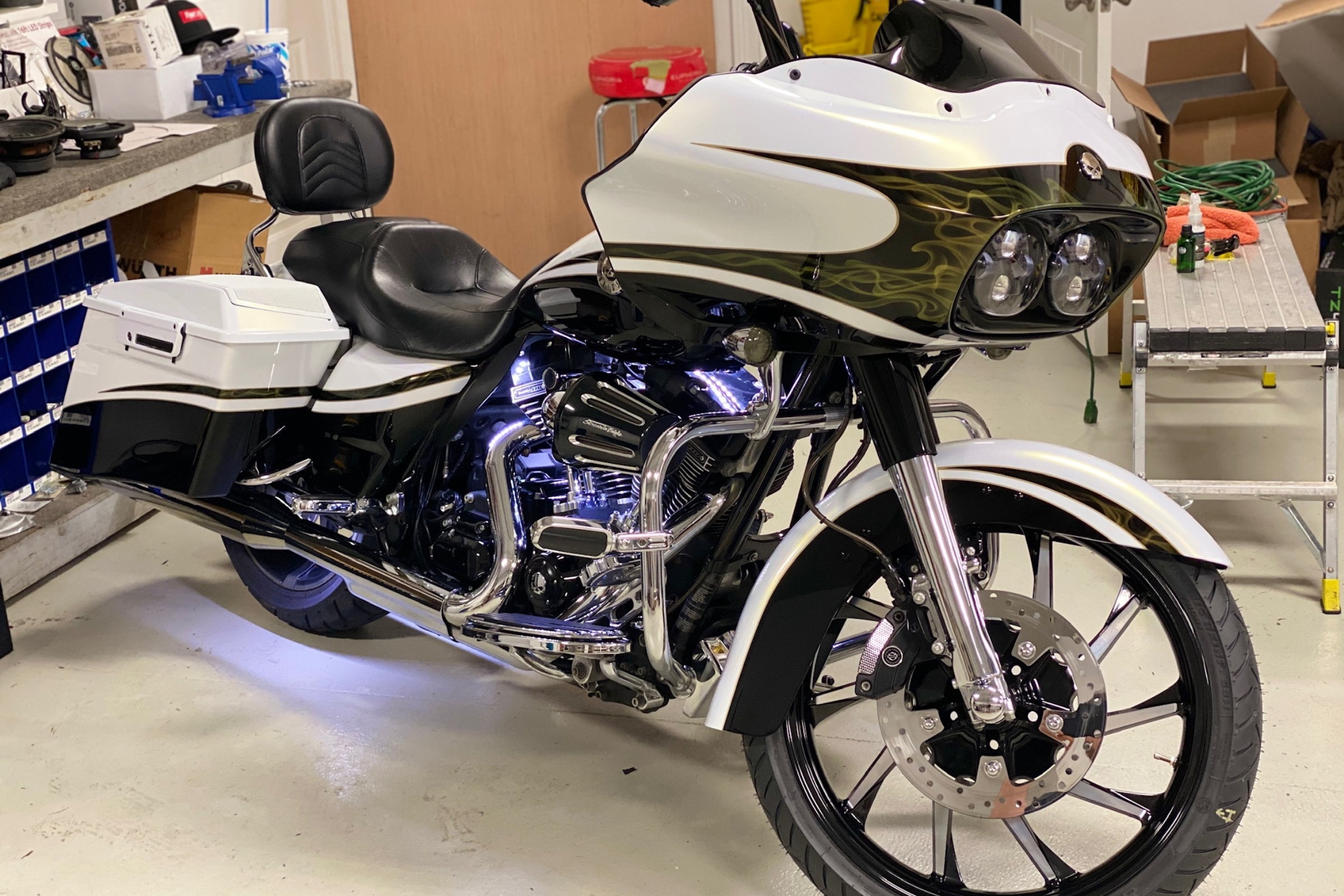 Finished Harley audio build ready for pickup &mdash; installed by Sturgess Customs