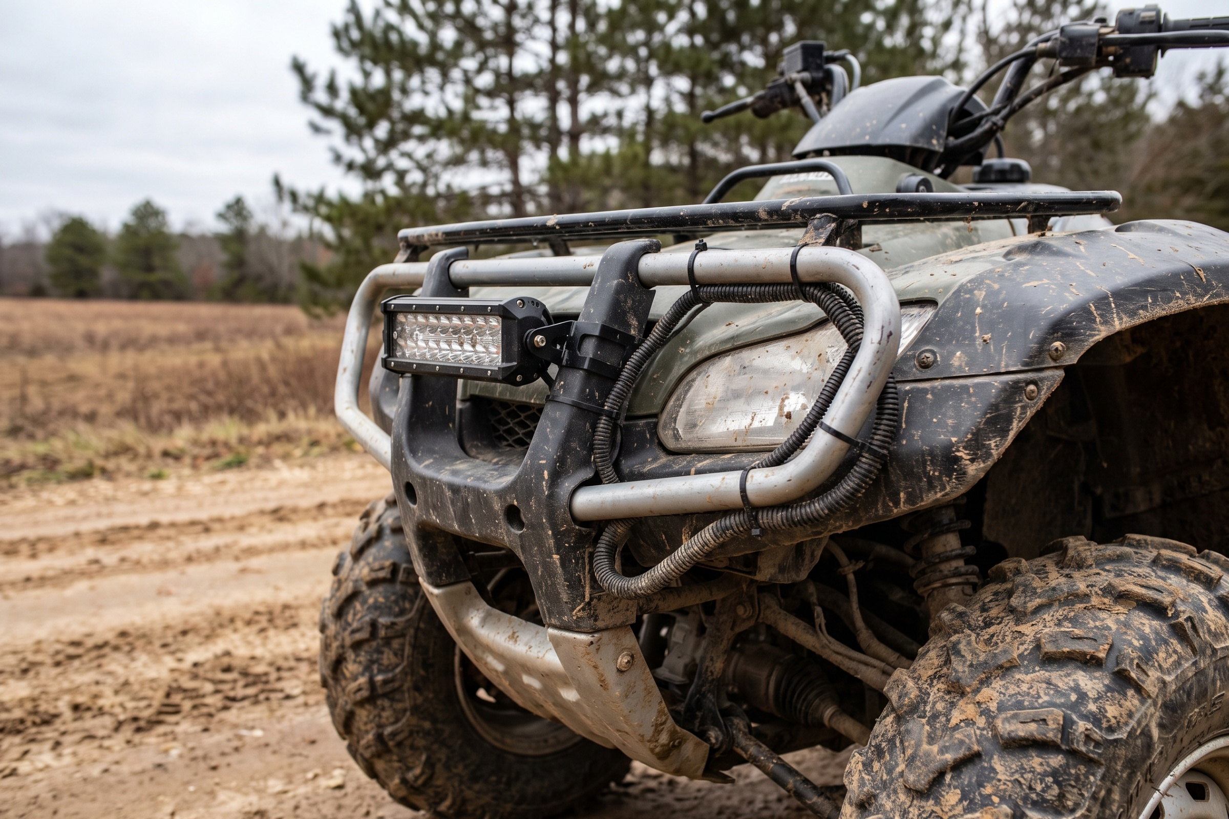 Cage/bumper/fender mounting detail, daytime — installed by Sturgess Customs