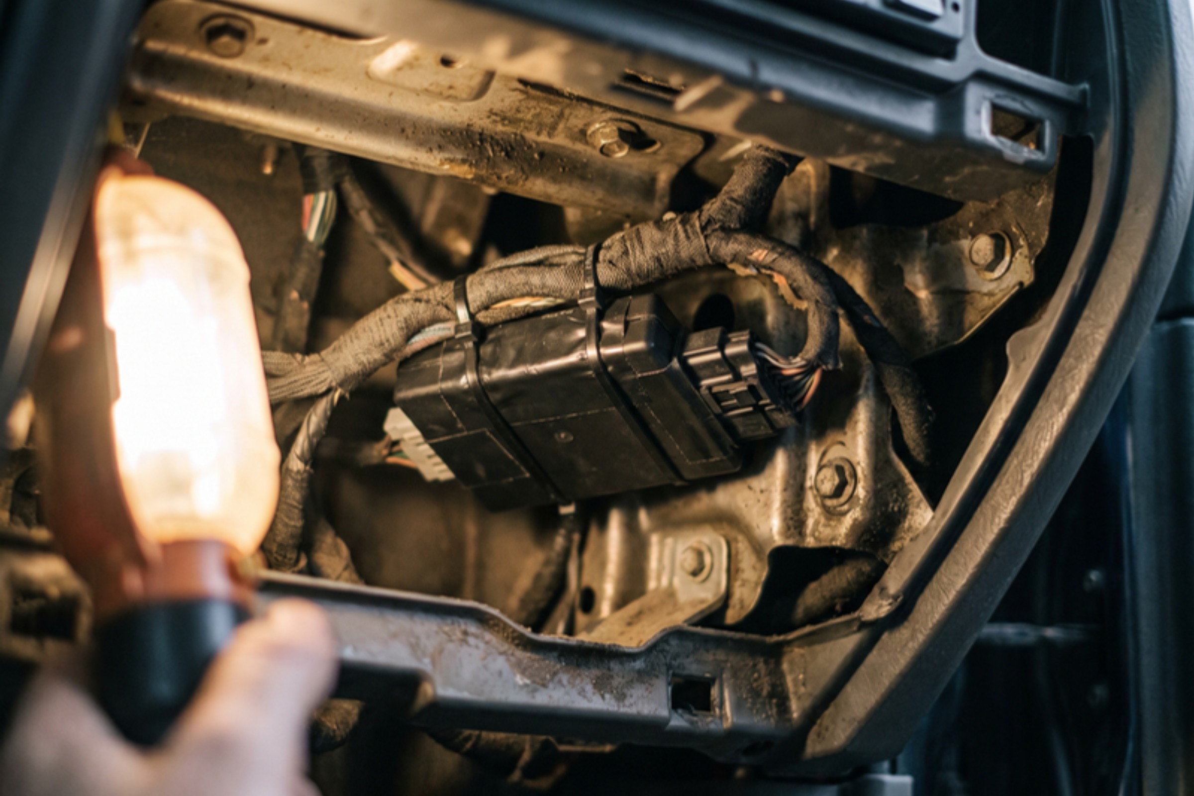 Clean wiring, factory-grade connectors, sealed enclosure — installed by Sturgess Customs
