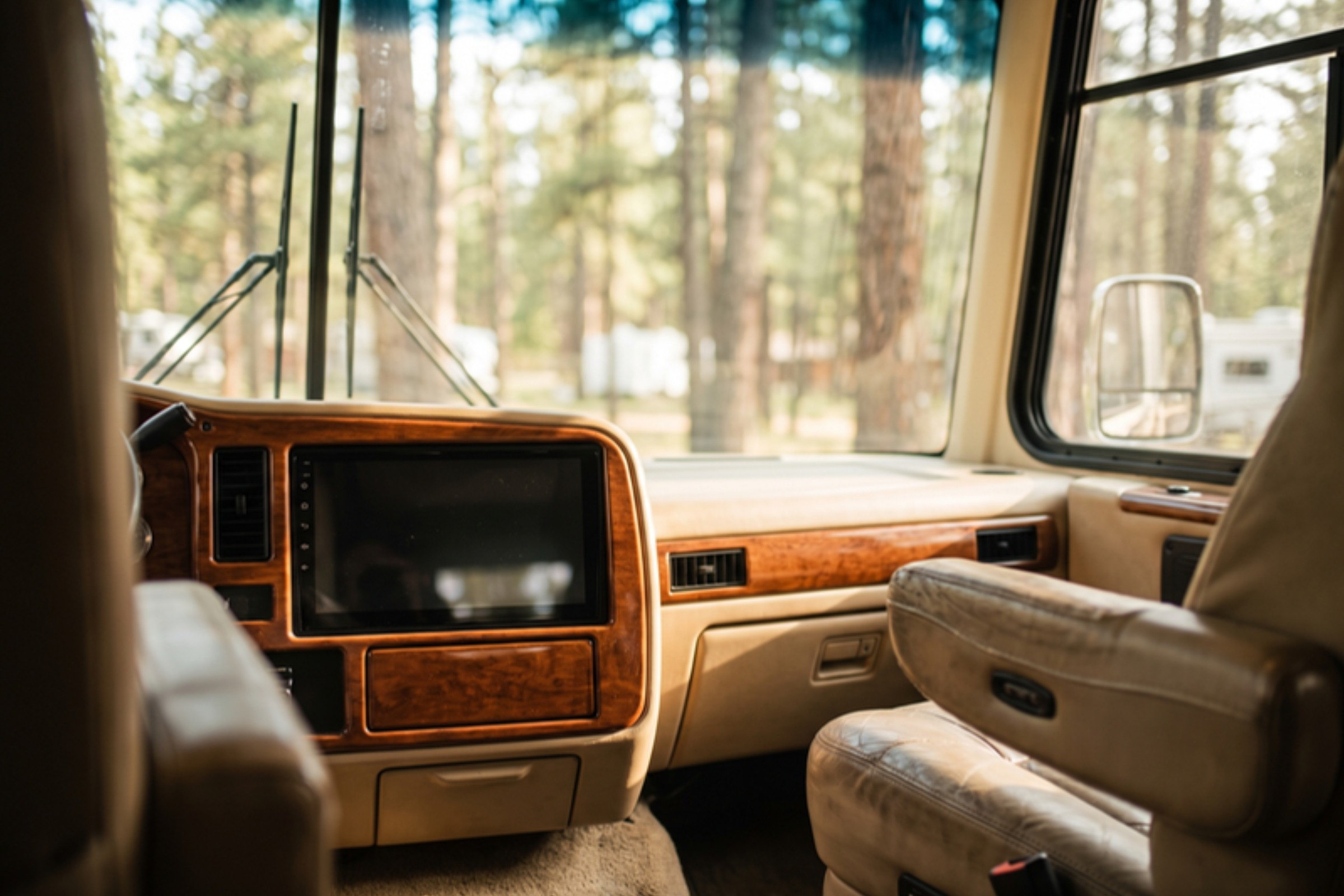 Interior/exterior audio in factory-correct cabin context, daytime — installed by Sturgess Customs