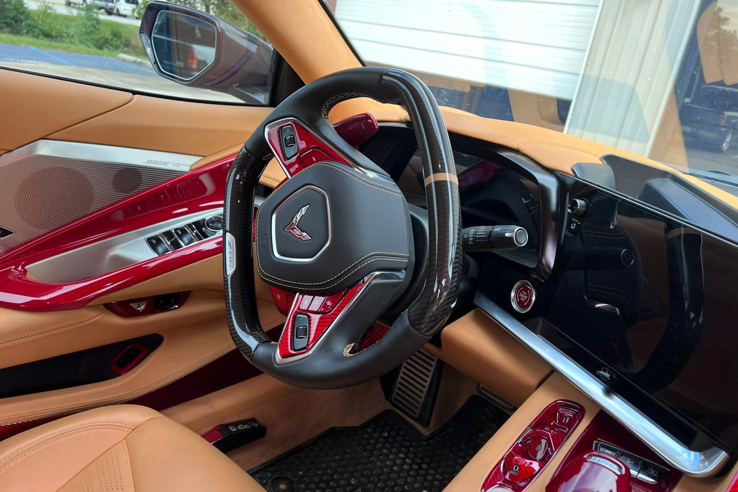 Diagnostic close-up, retained factory buttons visible — installed by Sturgess Customs