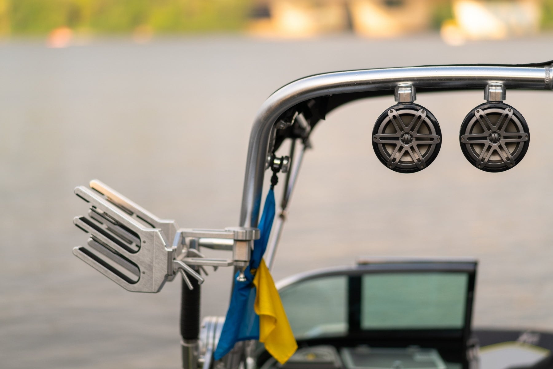 Wake boat tower speakers — installed by Sturgess Customs