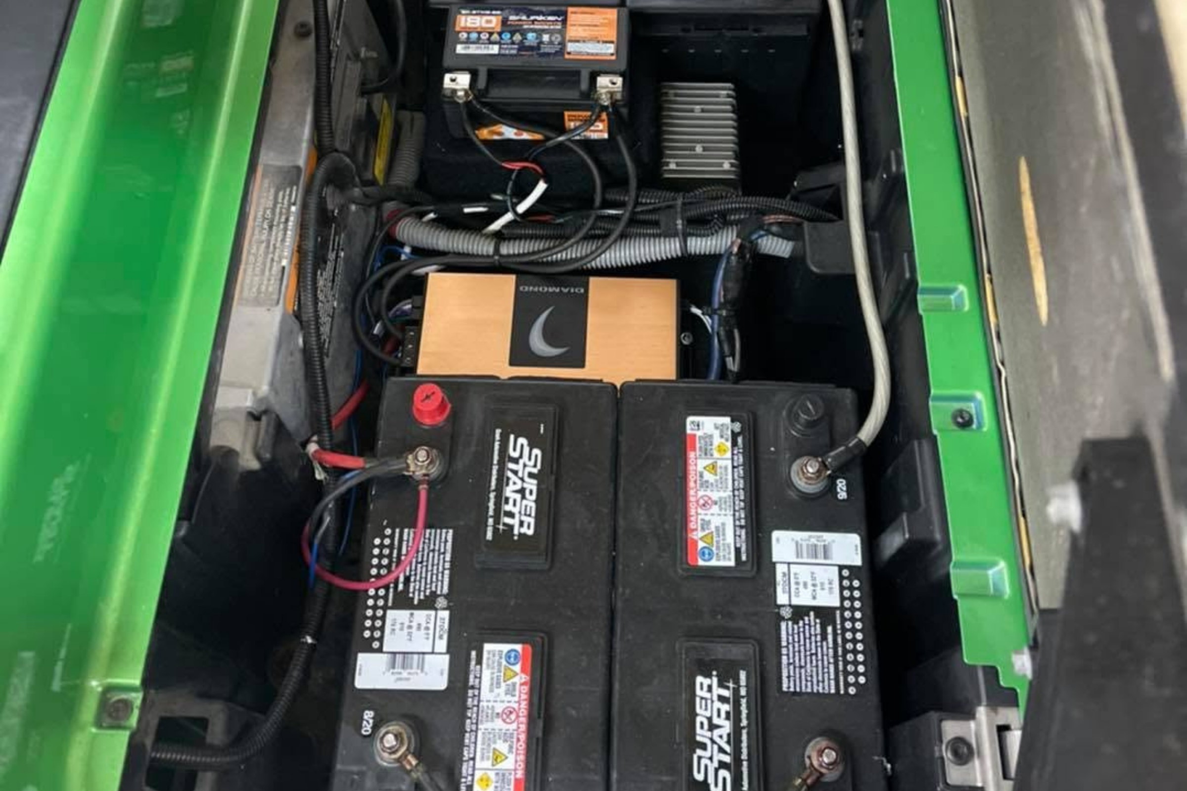 Sealed connectors / battery work detail, diagnostic quality — installed by Sturgess Customs